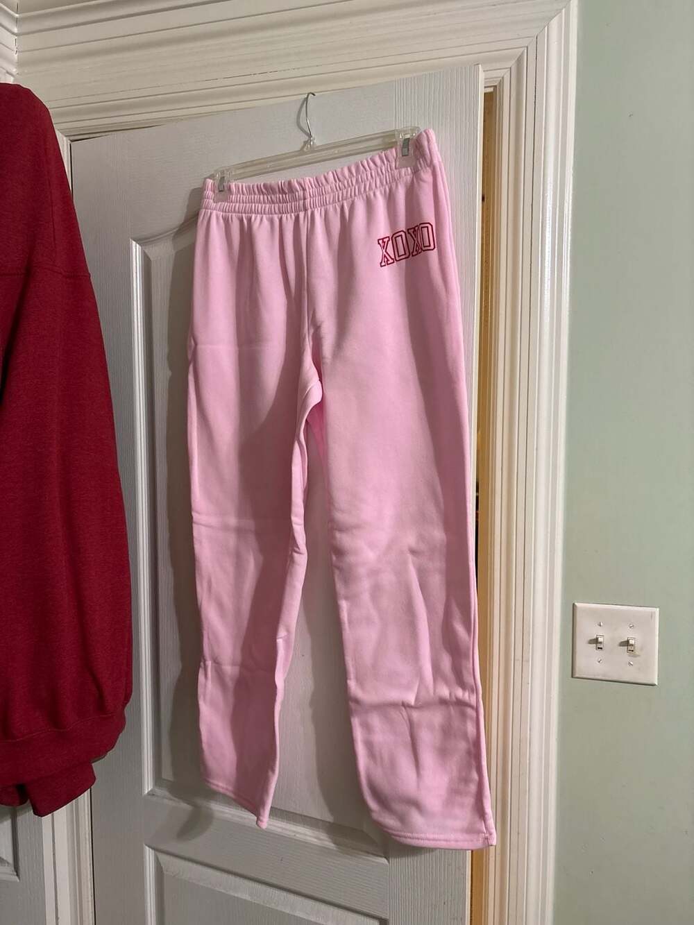 Bobbie Brooks Ladies Pink XOXO Graphic Sweatpants Size L